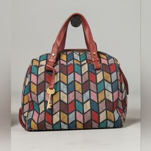 Fossil Multicolor Chevron Satchel
